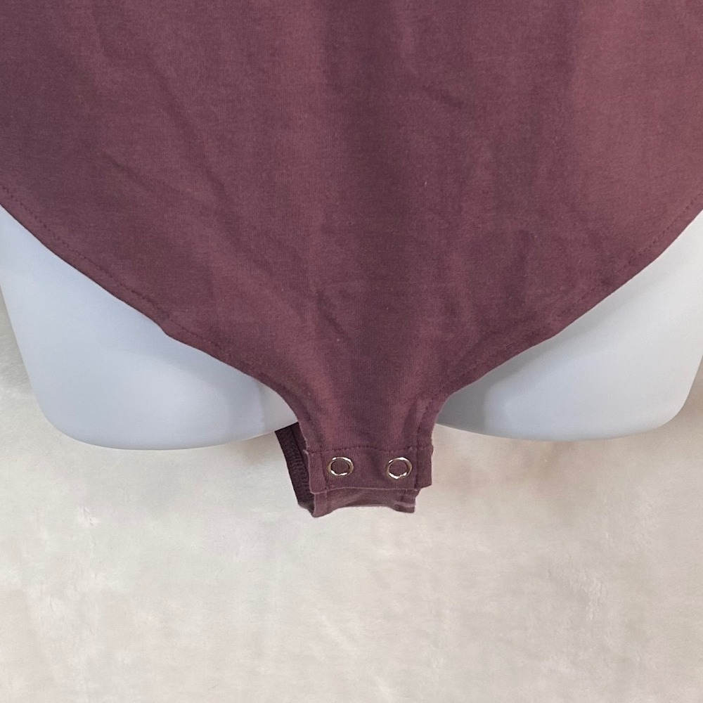 NEW A New Day Womens Long Sleeve Square Neck Bodysuit Mauve Plum XL Minimalist - Picture 2 of 5